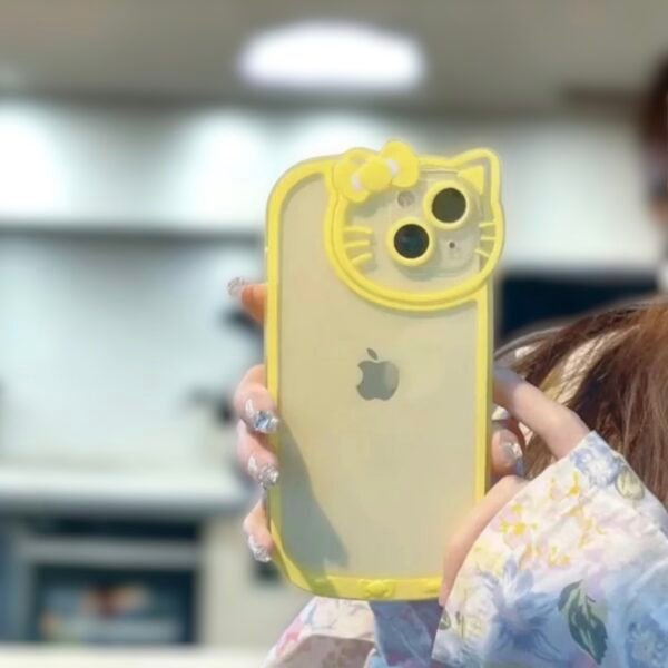 Yellow Hello Kitty transparent iphone case