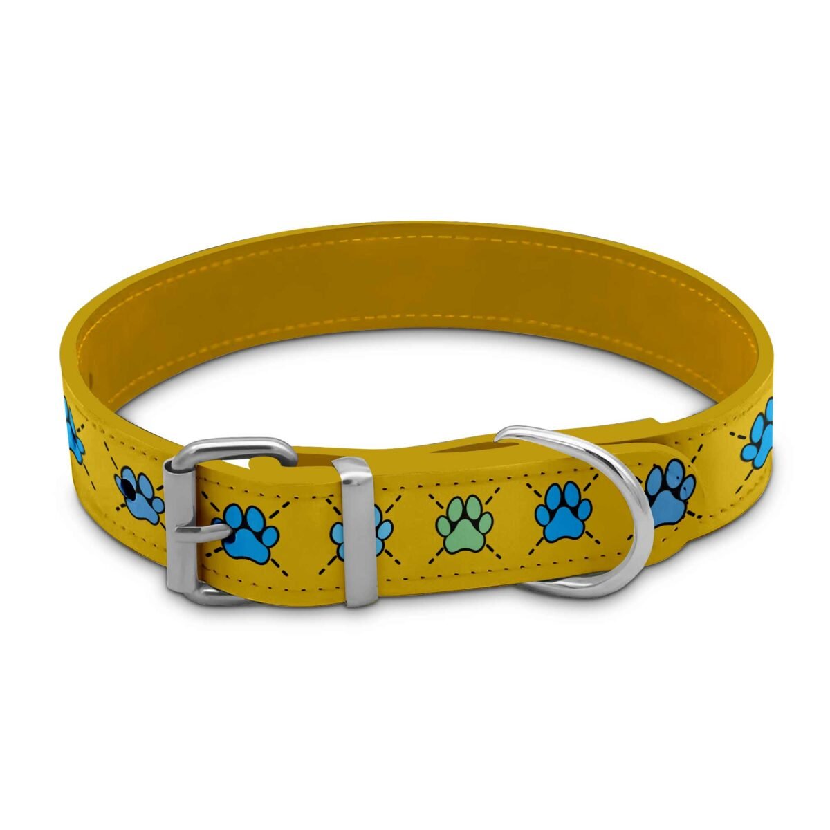 Yellow Collar - Blue Paws Print - Image 2