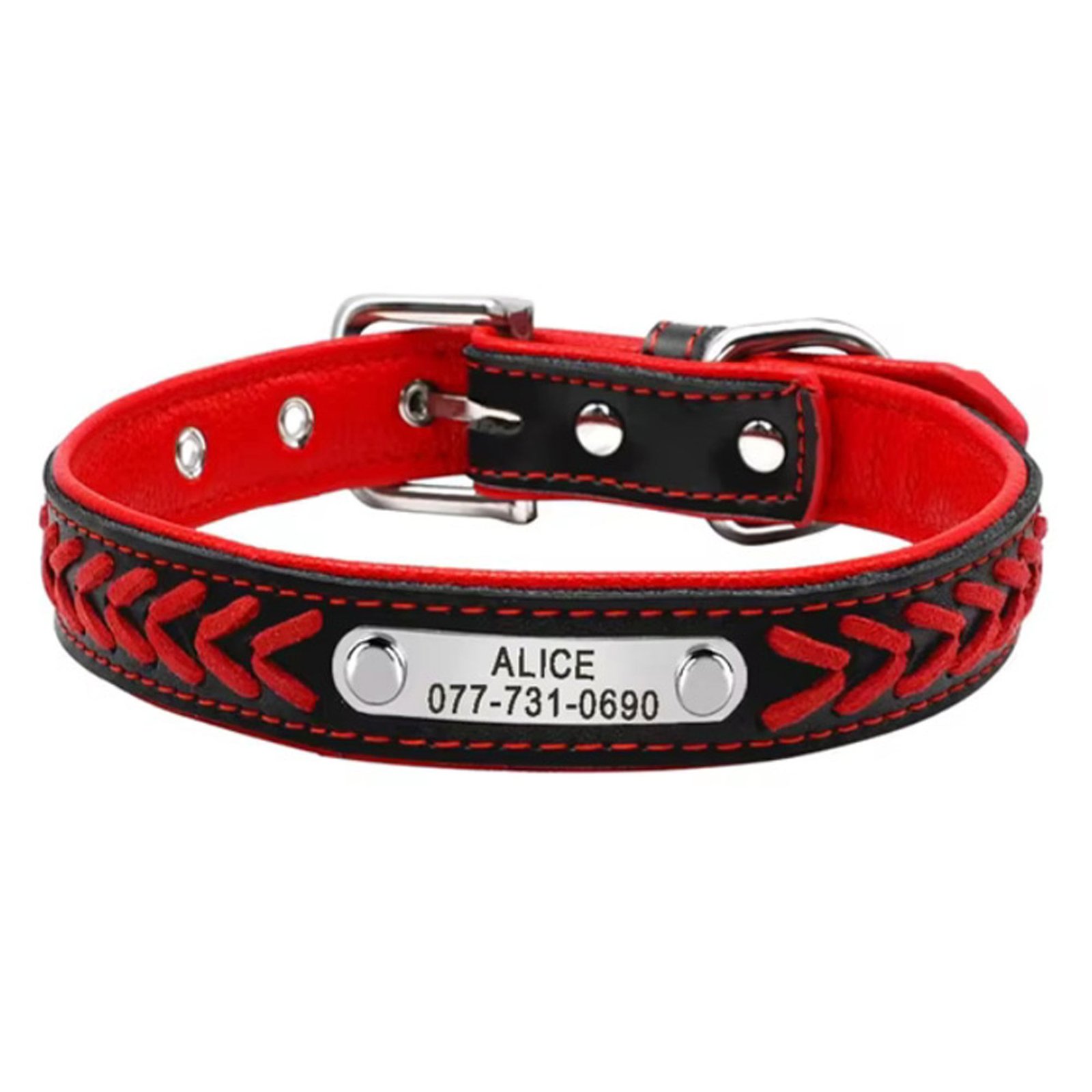 Red and Black braided leather collar