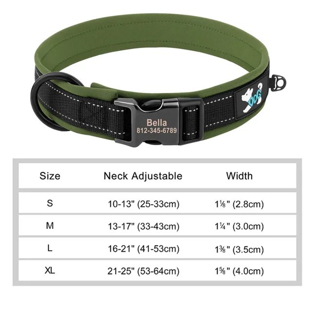 Green nylon reflective collar