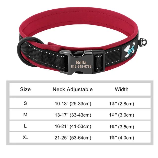 Red nylon reflective collar