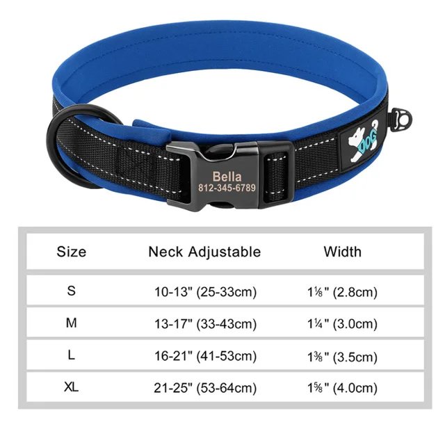 Blue nylon reflective collar
