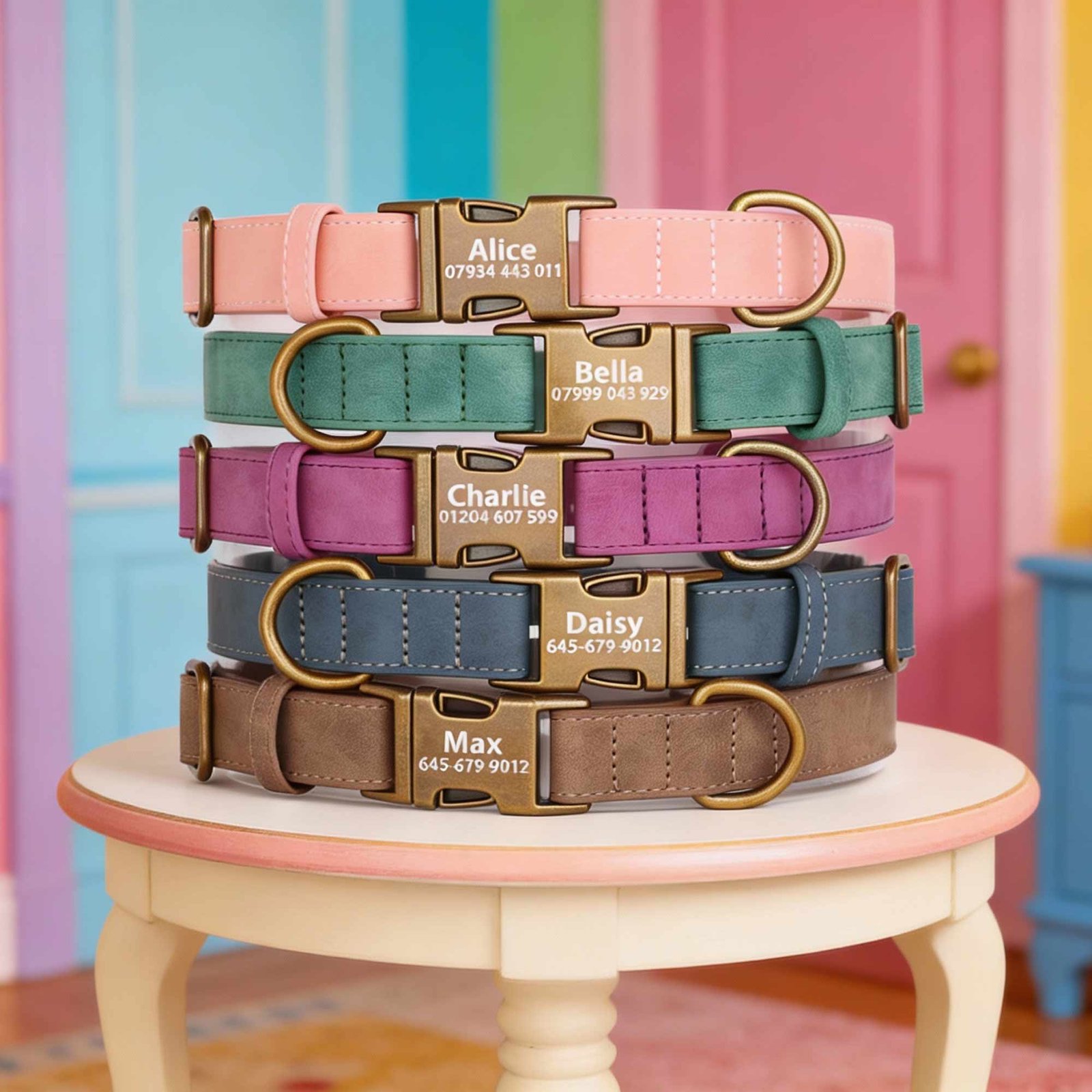 Coloured dog collar with buckle