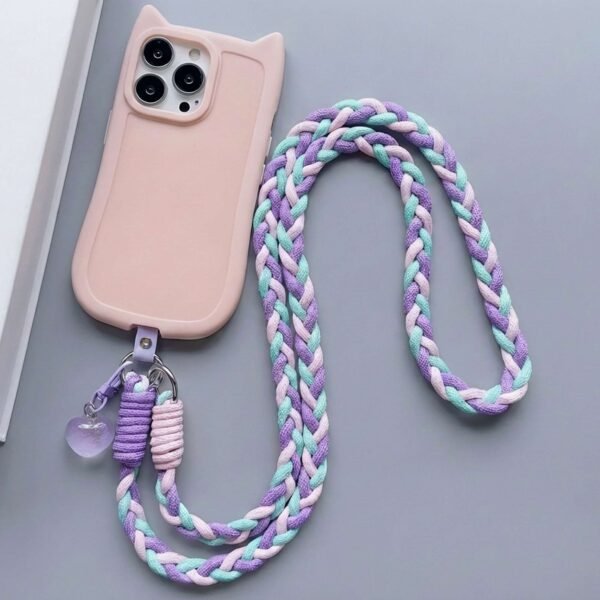 Purple-blue-pink-Universal-Nylon-Braided-with-Phone-Lanyard