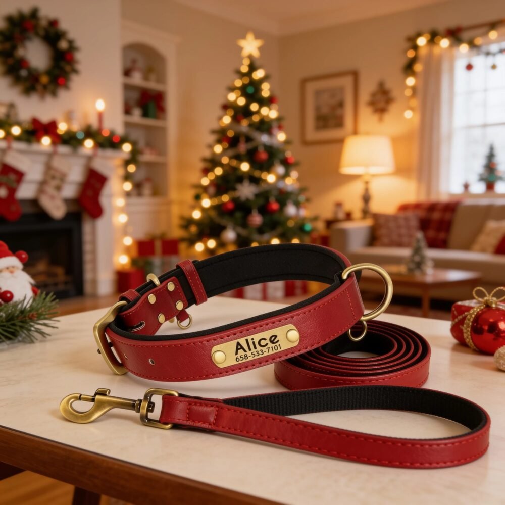A personalised red Christmas collar and lead set makes a lovely day 24 surprise. A personalised red Christmas collar and lead set makes a lovely day 24 surprise.