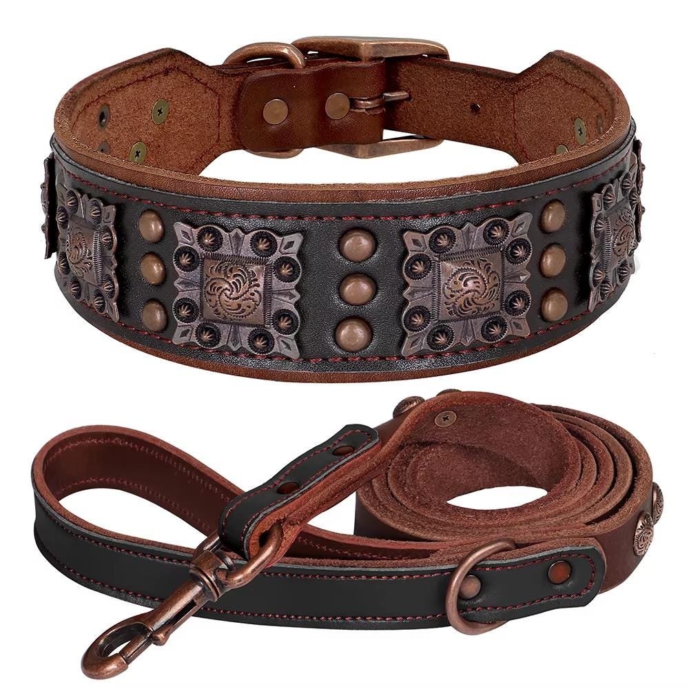 2 Inch Aztec Leather Dog Collar & Lead Set – Large Dogs – photo 5