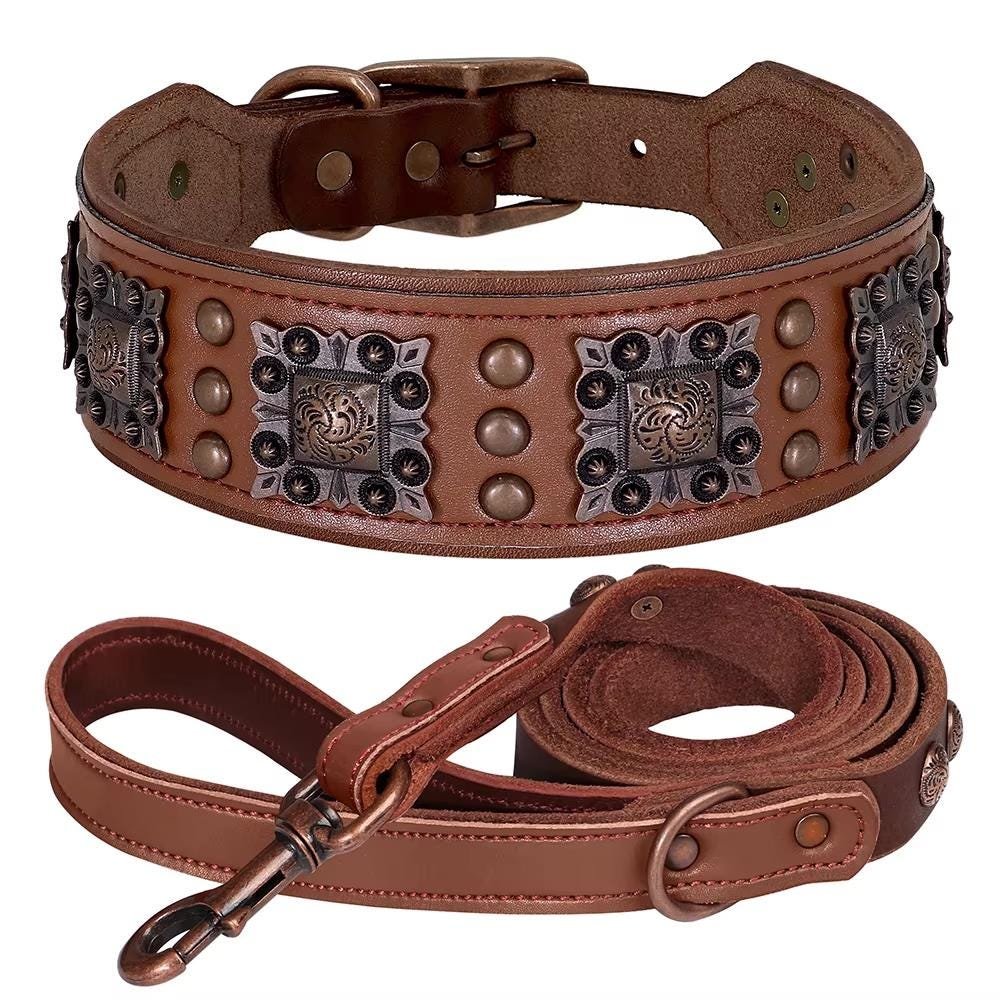 2 Inch Aztec Leather Dog Collar & Lead Set – Large Dogs – photo 6