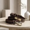 Personalised Real Leather Dog Collar & Lead Set