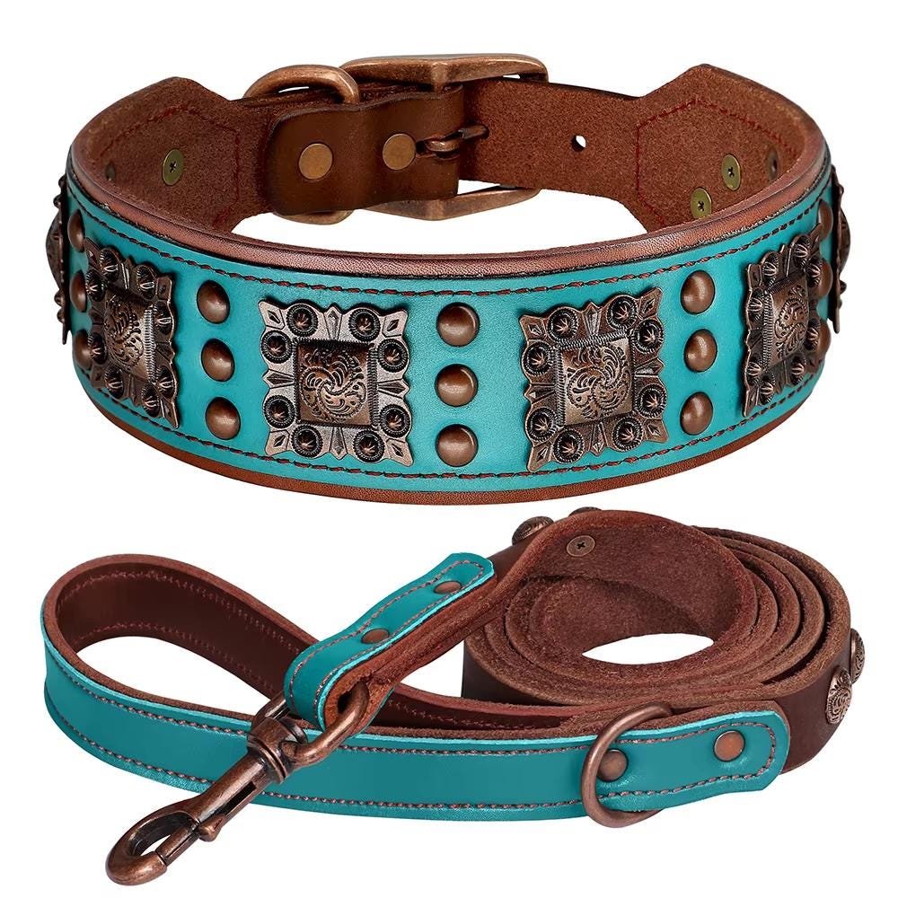 2 Inch Aztec Leather Dog Collar & Lead Set – Large Dogs – photo 3