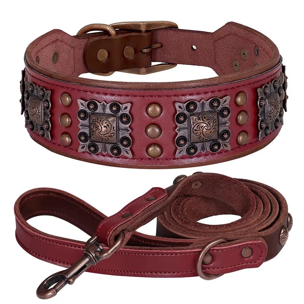 2 Inch Aztec Leather Dog Collar & Lead Set – Large Dogs – photo 4