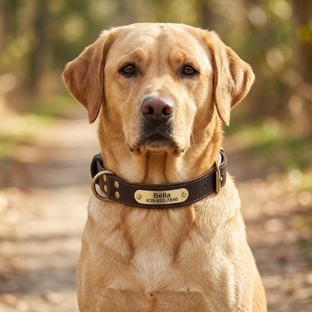 Personalised Real Leather Dog Collar & Lead Set – photo 2
