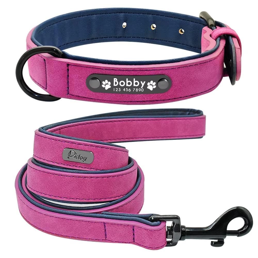 Personalised Padded Leather Dog Collar & Lead Set – photo 7