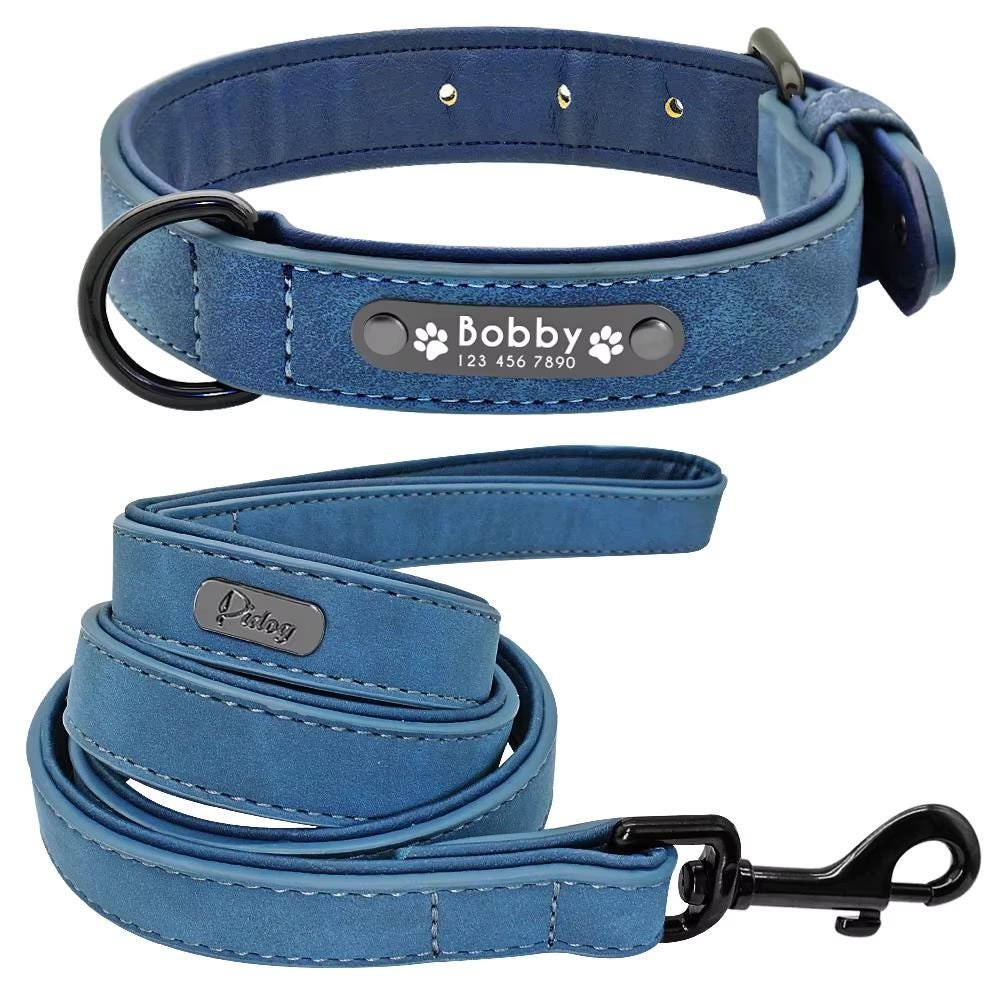Personalised Padded Leather Dog Collar & Lead Set – photo 3