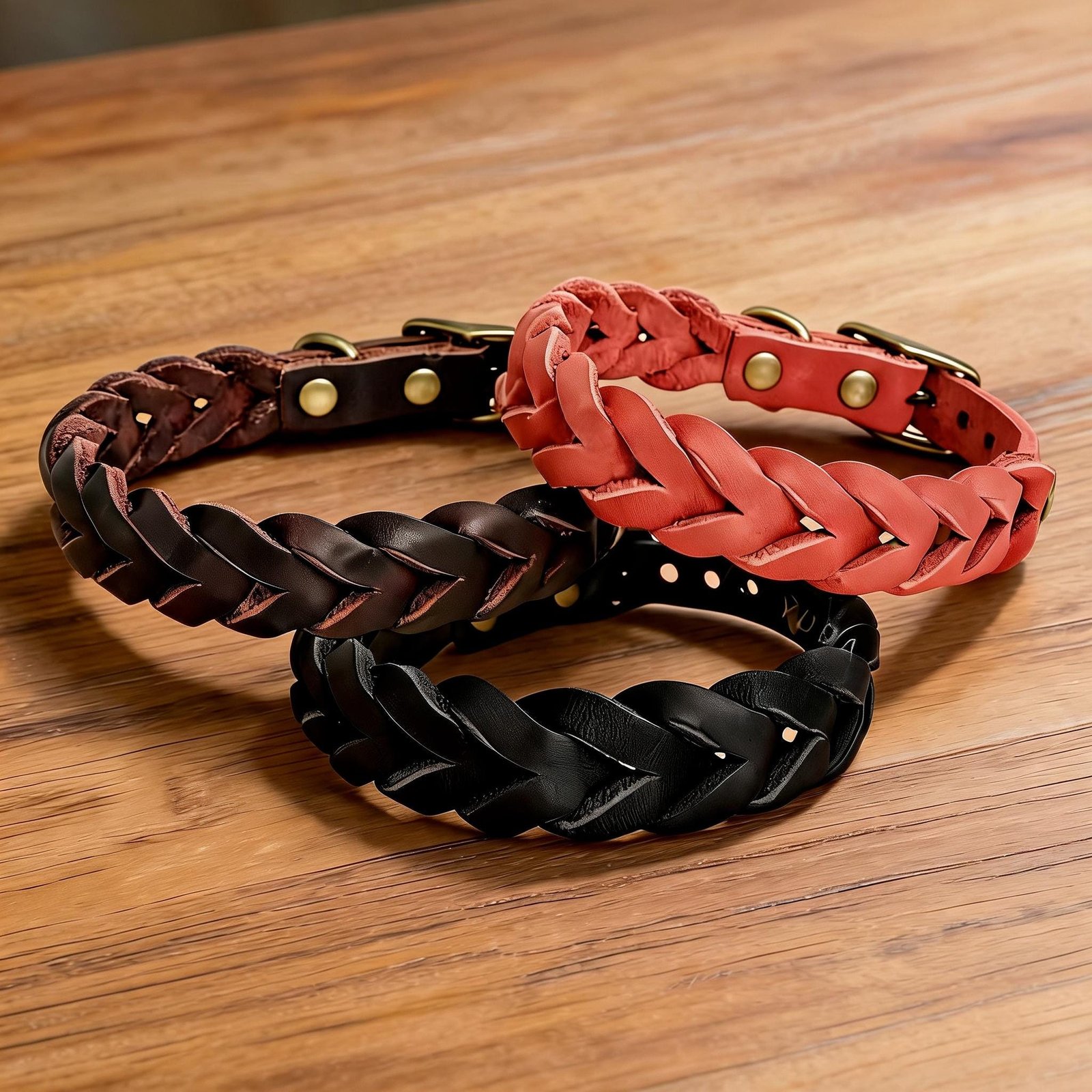 Braided Genuine Leather Dog Collar – Premium